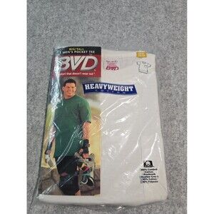 Vintage BVD Heavyweight Pocket T Shirt XXXL White 100% Cotton New Sealed